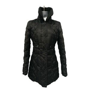 Laundry by Shelli Segal Women S Quilted Down Feather Blend Puffer Coat Zip Black